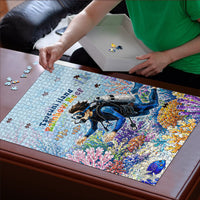 Fiji Taveuni Rainbow Reef Puzzle Scuba Diver Vibrant Undersea Coral Garden Watercolor