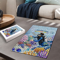 Fiji Taveuni Rainbow Reef Puzzle Scuba Diver Vibrant Undersea Coral Garden Watercolor