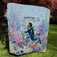 Fiji Taveuni Rainbow Reef Quilt Scuba Diver Vibrant Undersea Coral Garden Watercolor