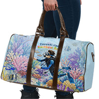 Fiji Taveuni Rainbow Reef Travel Bag Scuba Diver Vibrant Undersea Coral Garden Watercolor