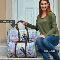 Fiji Taveuni Rainbow Reef Travel Bag Scuba Diver Vibrant Undersea Coral Garden Watercolor