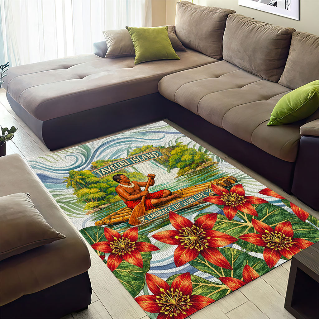 Fiji Taveuni Island Dateline Crossing Area Rug Tropical Cultural Landscape With Tagimoucia Floral Pattern