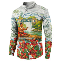 Fiji Taveuni Island Dateline Crossing Button Sweatshirt Tropical Cultural Landscape With Tagimoucia Floral Pattern