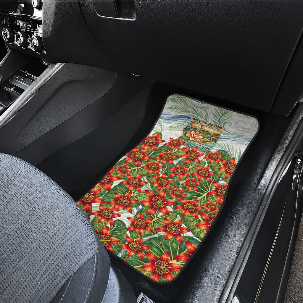 Fiji Taveuni Island Dateline Crossing Car Mats Tropical Cultural Landscape With Tagimoucia Floral Pattern