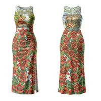 Fiji Taveuni Island Dateline Crossing Couples Matching Tank Maxi Dress and Hawaiian Shirt Tropical Cultural Landscape With Tagimoucia Floral Pattern