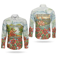 Fiji Taveuni Island Dateline Crossing Couples Matching Tank Maxi Dress and Long Sleeve Button Shirt Tropical Cultural Landscape With Tagimoucia Floral Pattern