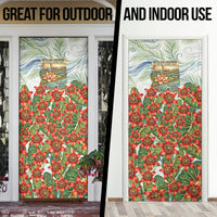 Fiji Taveuni Island Dateline Crossing Door Cover Tropical Cultural Landscape With Tagimoucia Floral Pattern