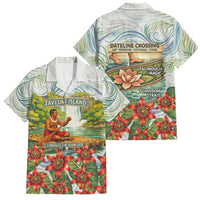 Fiji Taveuni Island Dateline Crossing Family Matching Off Shoulder Short Dress and Hawaiian Shirt Tropical Cultural Landscape With Tagimoucia Floral Pattern