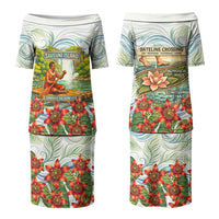 Fiji Taveuni Island Dateline Crossing Family Matching Puletasi and Hawaiian Shirt Tropical Cultural Landscape With Tagimoucia Floral Pattern