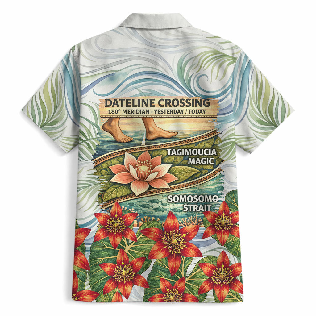 Fiji Taveuni Island Dateline Crossing Hawaiian Shirt Tropical Cultural Landscape With Tagimoucia Floral Pattern