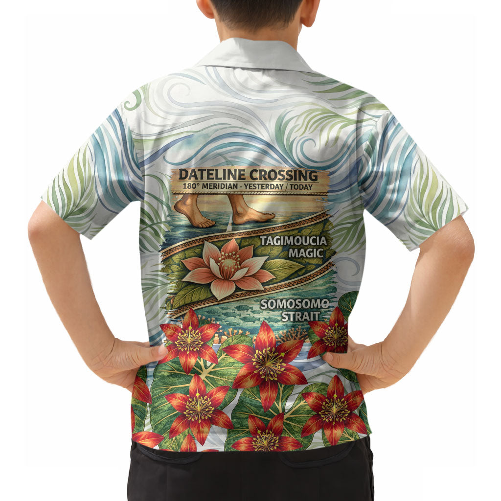Fiji Taveuni Island Dateline Crossing Hawaiian Shirt Tropical Cultural Landscape With Tagimoucia Floral Pattern