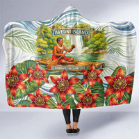 Fiji Taveuni Island Dateline Crossing Hooded Blanket Tropical Cultural Landscape With Tagimoucia Floral Pattern