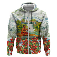 Fiji Taveuni Island Dateline Crossing Hoodie Tropical Cultural Landscape With Tagimoucia Floral Pattern