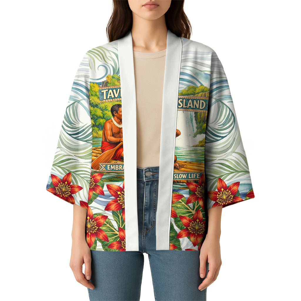 Fiji Taveuni Island Dateline Crossing Kimono Tropical Cultural Landscape With Tagimoucia Floral Pattern