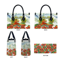 Fiji Taveuni Island Dateline Crossing Leather Bag Tropical Cultural Landscape With Tagimoucia Floral Pattern
