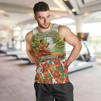 Fiji Taveuni Island Dateline Crossing Men Tank Top Tropical Cultural Landscape With Tagimoucia Floral Pattern