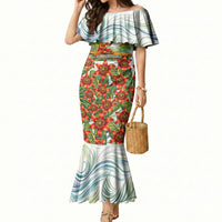 Fiji Taveuni Island Dateline Crossing Mermaid Dress Tropical Cultural Landscape With Tagimoucia Floral Pattern
