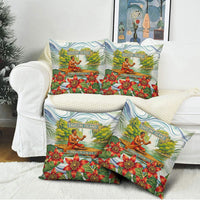 Fiji Taveuni Island Dateline Crossing Pillow Cover Tropical Cultural Landscape With Tagimoucia Floral Pattern
