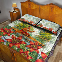 Fiji Taveuni Island Dateline Crossing Quilt Bed Set Tropical Cultural Landscape With Tagimoucia Floral Pattern