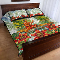 Fiji Taveuni Island Dateline Crossing Quilt Bed Set Tropical Cultural Landscape With Tagimoucia Floral Pattern