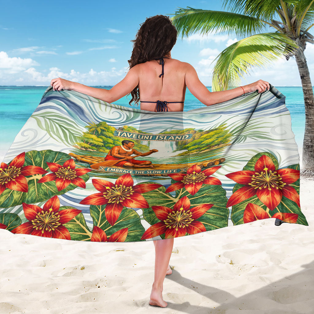 Fiji Taveuni Island Dateline Crossing Sarong Tropical Cultural Landscape With Tagimoucia Floral Pattern