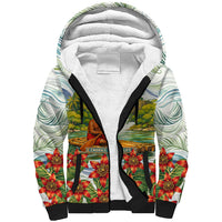 Fiji Taveuni Island Dateline Crossing Sherpa Hoodie Tropical Cultural Landscape With Tagimoucia Floral Pattern