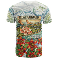 Fiji Taveuni Island Dateline Crossing T Shirt Tropical Cultural Landscape With Tagimoucia Floral Pattern