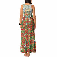 Fiji Taveuni Island Dateline Crossing Tank Maxi Dress Tropical Cultural Landscape With Tagimoucia Floral Pattern