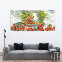Fiji Taveuni Island Dateline Crossing Tapestry Tropical Cultural Landscape With Tagimoucia Floral Pattern