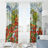 Fiji Taveuni Island Dateline Crossing Window Curtain Tropical Cultural Landscape With Tagimoucia Floral Pattern