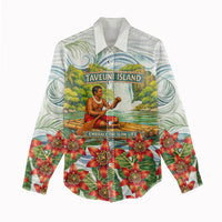 Fiji Taveuni Island Dateline Crossing Women Casual Shirt Tropical Cultural Landscape With Tagimoucia Floral Pattern