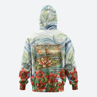 Fiji Taveuni Island Dateline Crossing Zip Hoodie Tropical Cultural Landscape With Tagimoucia Floral Pattern