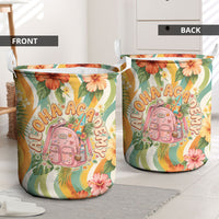Hawaii Aloha Academy Back To School Laundry Basket Sea Turtle Tropical Hibiscus Flowers Retro Psychedelic