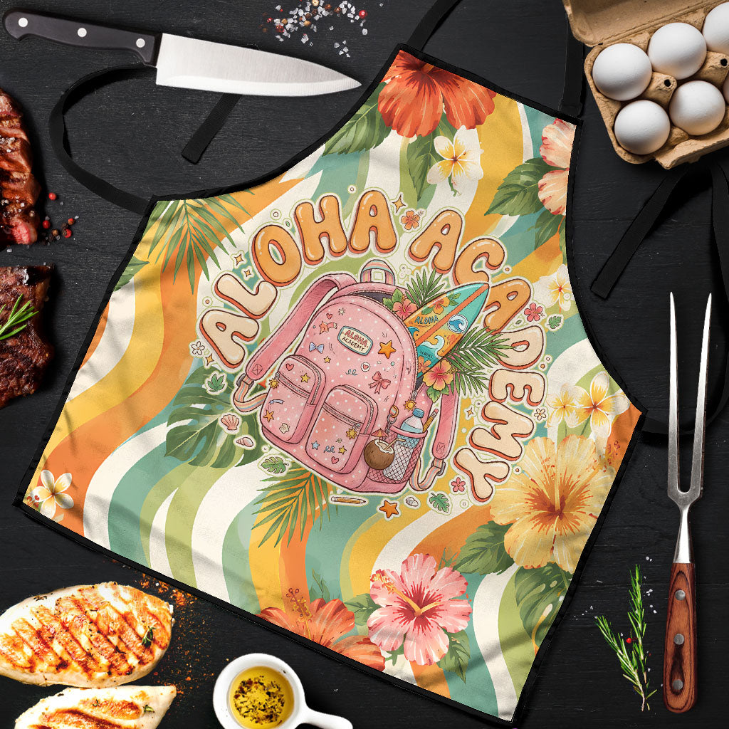 Hawaii Aloha Academy Back To School Apron Sea Turtle Tropical Hibiscus Flowers Retro Psychedelic