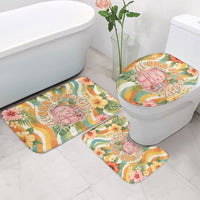 Hawaii Aloha Academy Back To School Bathroom Set Sea Turtle Tropical Hibiscus Flowers Retro Psychedelic