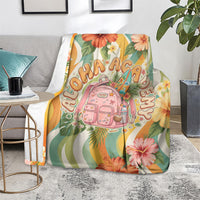 Hawaii Aloha Academy Back To School Blanket Sea Turtle Tropical Hibiscus Flowers Retro Psychedelic