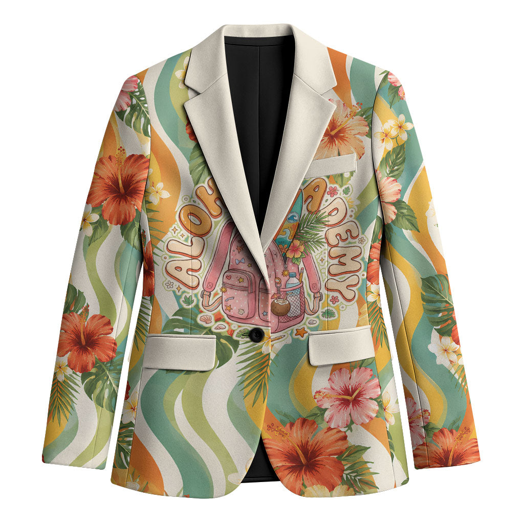 Hawaii Aloha Academy Back To School Blazer Sea Turtle Tropical Hibiscus Flowers Retro Psychedelic