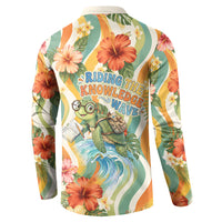 Hawaii Aloha Academy Back To School Button Sweatshirt Sea Turtle Tropical Hibiscus Flowers Retro Psychedelic