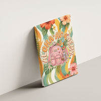 Hawaii Aloha Academy Back To School Canvas Wall Art Sea Turtle Tropical Hibiscus Flowers Retro Psychedelic