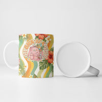 Hawaii Aloha Academy Back To School Ceramic Mug Sea Turtle Tropical Hibiscus Flowers Retro Psychedelic
