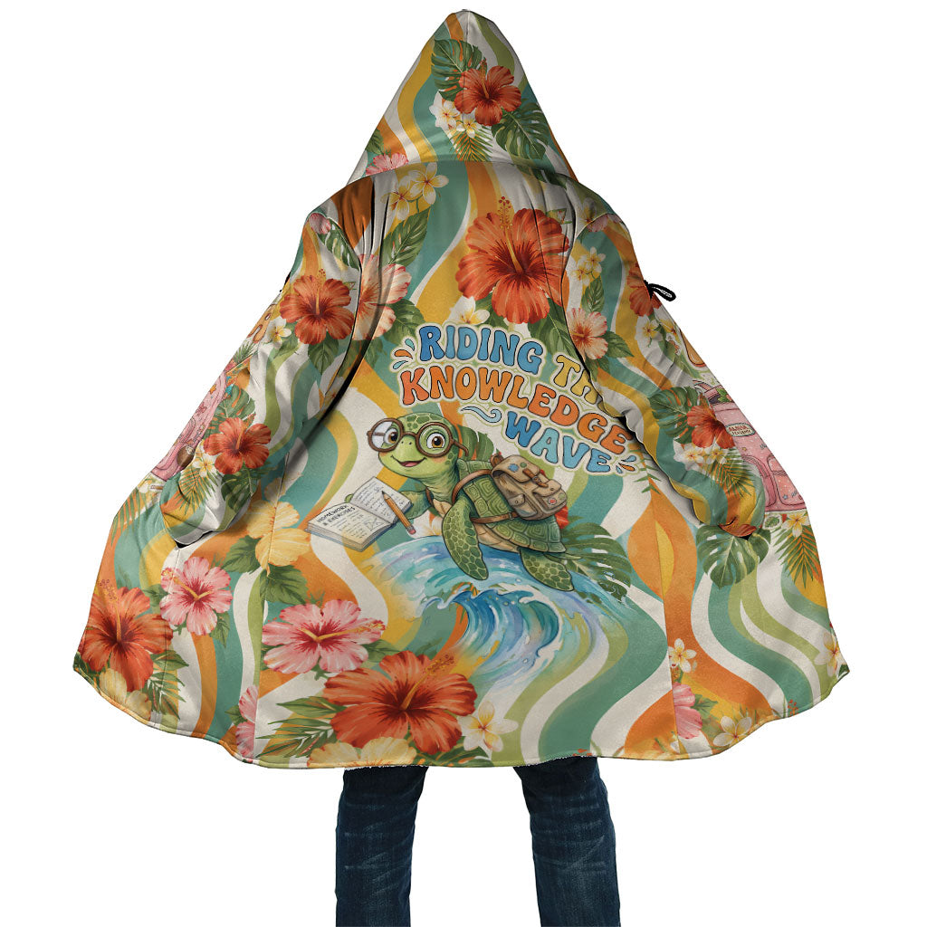 Hawaii Aloha Academy Back To School Cloak Sea Turtle Tropical Hibiscus Flowers Retro Psychedelic