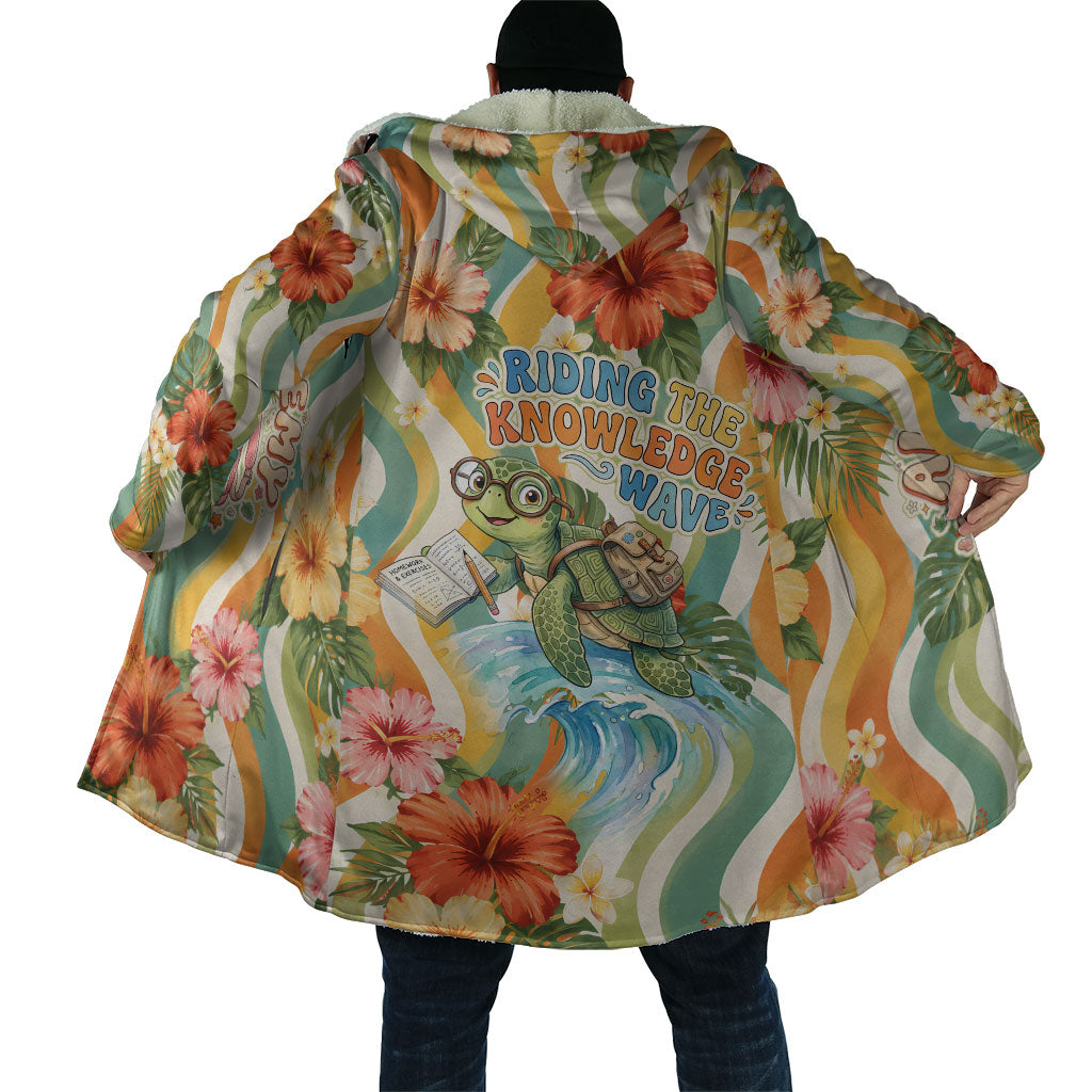 Hawaii Aloha Academy Back To School Cloak Sea Turtle Tropical Hibiscus Flowers Retro Psychedelic
