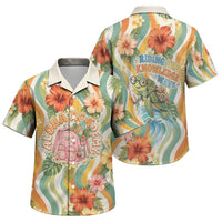 Hawaii Aloha Academy Back To School Family Matching Long Sleeve Bodycon Dress and Hawaiian Shirt Sea Turtle Tropical Hibiscus Flowers Retro Psychedelic