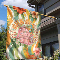 Hawaii Aloha Academy Back To School Garden Flag Sea Turtle Tropical Hibiscus Flowers Retro Psychedelic