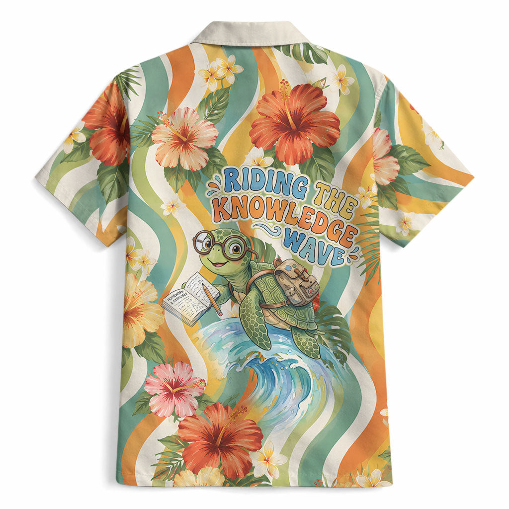 Hawaii Aloha Academy Back To School Hawaiian Shirt Sea Turtle Tropical Hibiscus Flowers Retro Psychedelic