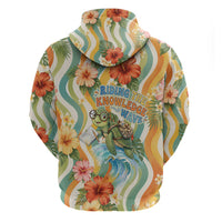 Hawaii Aloha Academy Back To School Hoodie Sea Turtle Tropical Hibiscus Flowers Retro Psychedelic