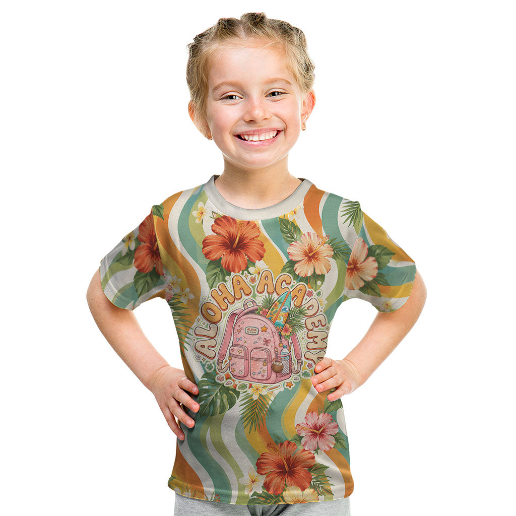 Hawaii Aloha Academy Back To School Kid T Shirt Sea Turtle Tropical Hibiscus Flowers Retro Psychedelic