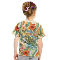 Hawaii Aloha Academy Back To School Kid T Shirt Sea Turtle Tropical Hibiscus Flowers Retro Psychedelic