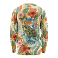 Hawaii Aloha Academy Back To School Long Sleeve Shirt Sea Turtle Tropical Hibiscus Flowers Retro Psychedelic