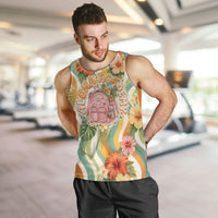 Hawaii Aloha Academy Back To School Men Tank Top Sea Turtle Tropical Hibiscus Flowers Retro Psychedelic